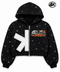 Black “rhinestone” Cropped Hoodie